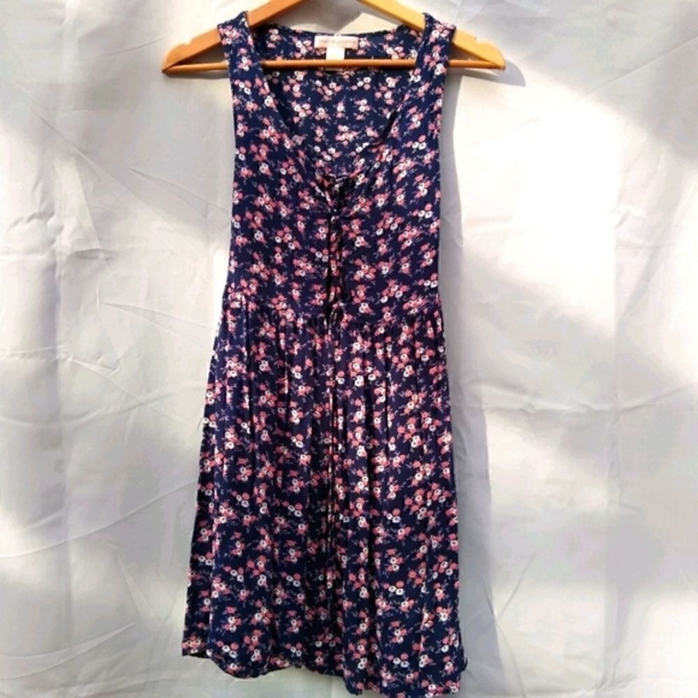 Band Of Gypsies dress floral navy blue and pink spring summer all season coverup